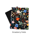 Kindle  paperwhite sleeve with red snap to protect Kindle E-readers. Made with a Strawberry Field floral print atop a black background.